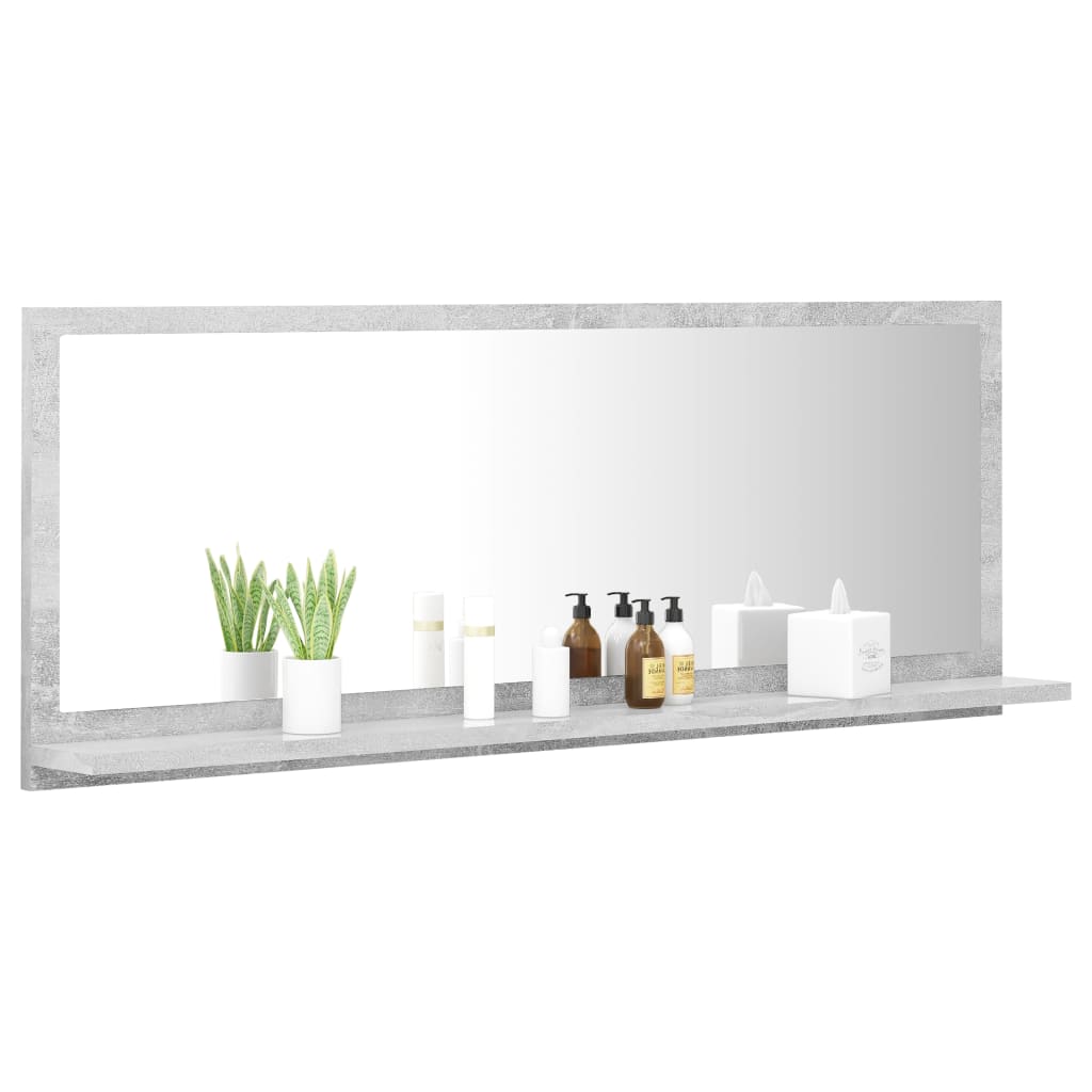 Specchio Bagno Grigio Cemento 100x10,5x37cm Legno Multistrato