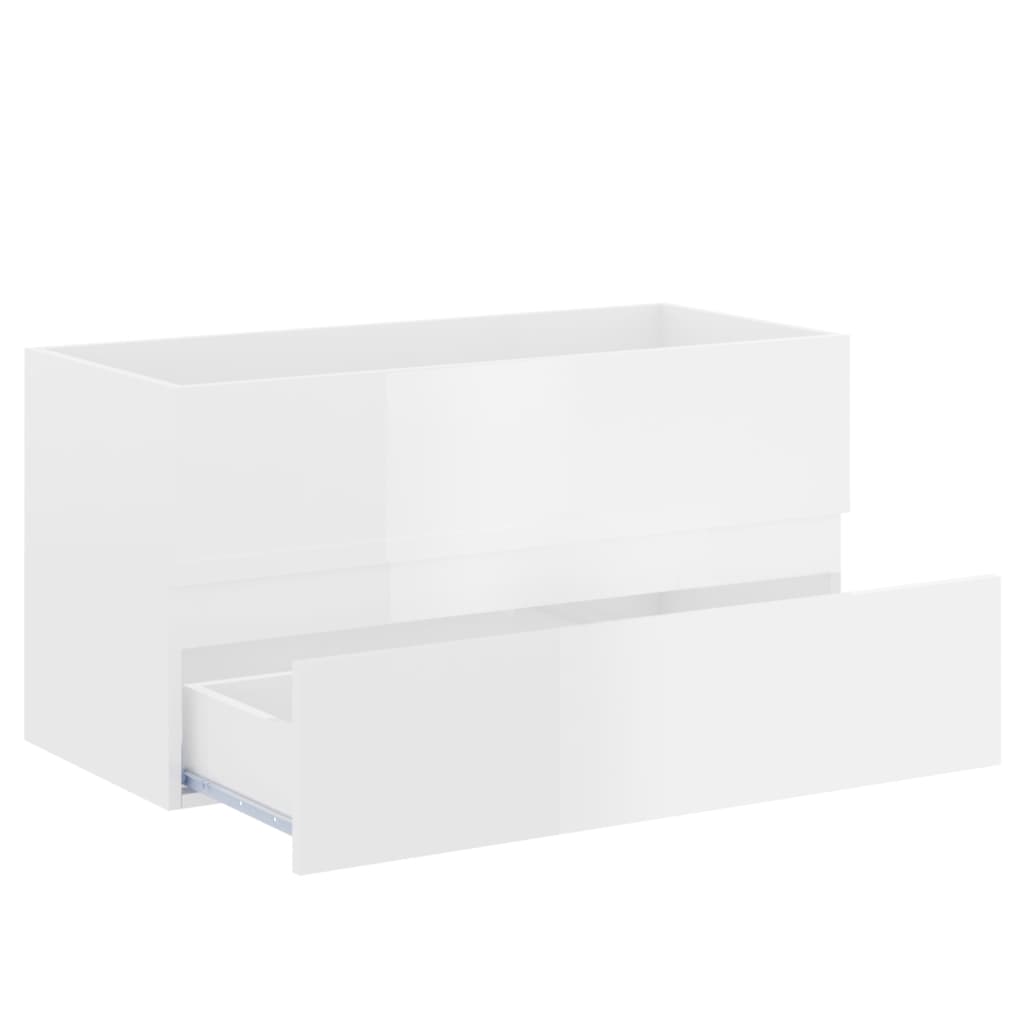 Mobile Lavabo Bianco Lucido 90x38,5x45 cm in Legno Multistrato
