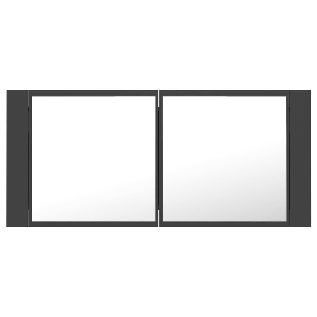 Armadietto a Specchio con Luci LED Grigio 100x12x45 in Acrilico