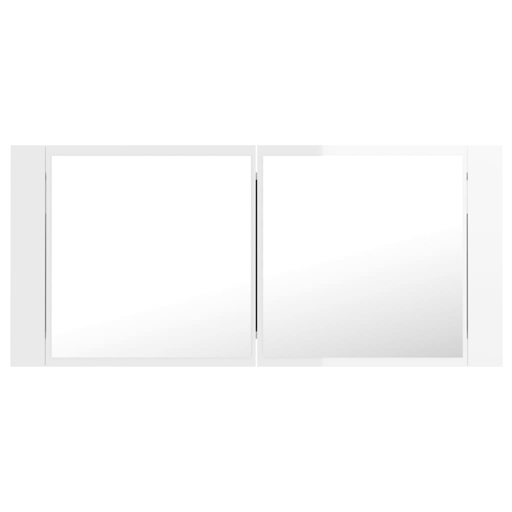 Armadietto a Specchio con Luci LED Bianco Lucido in Acrilico