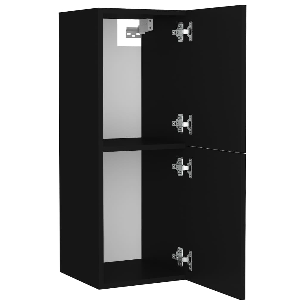 Mobile da Bagno Nero 30x30x80 cm in Legno Multistrato