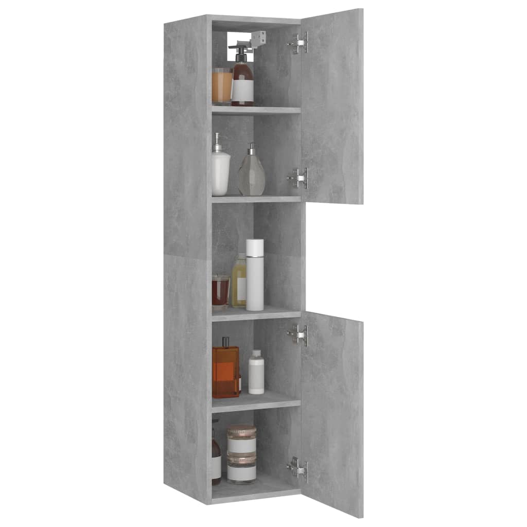 Mobile da Bagno Grigio Cemento 30x30x130 cm Legno Multistrato