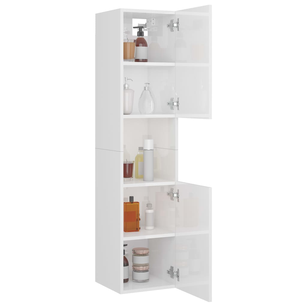 Armadietto Bagno Bianco Lucido 30x30x130cm in Legno Multistrato
