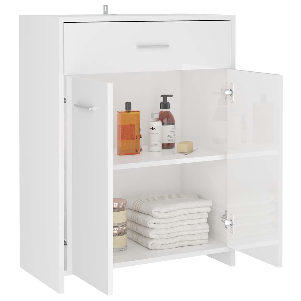 Mobile da Bagno Bianco Lucido 60x33x80 cm in Legno tecnico