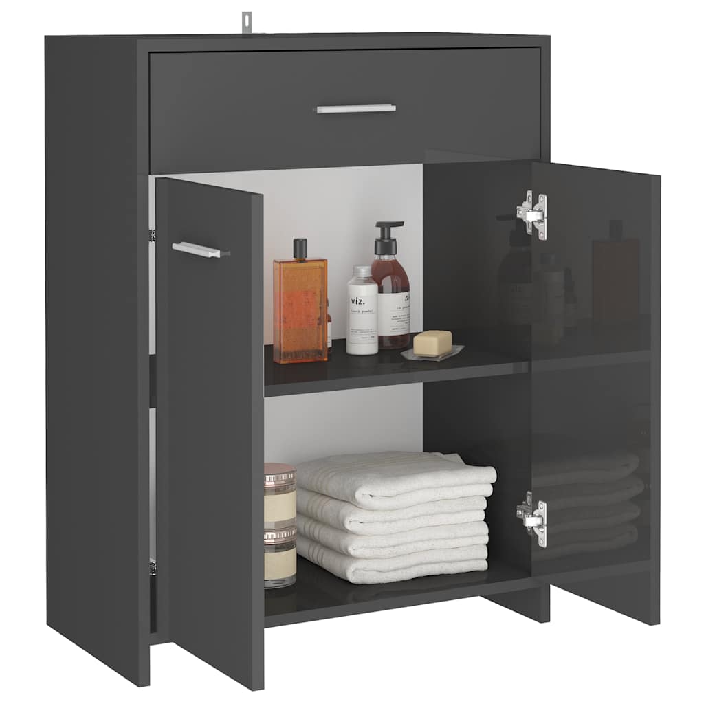 Mobile da Bagno Grigio Lucido 60x33x80 cm in Legno tecnico