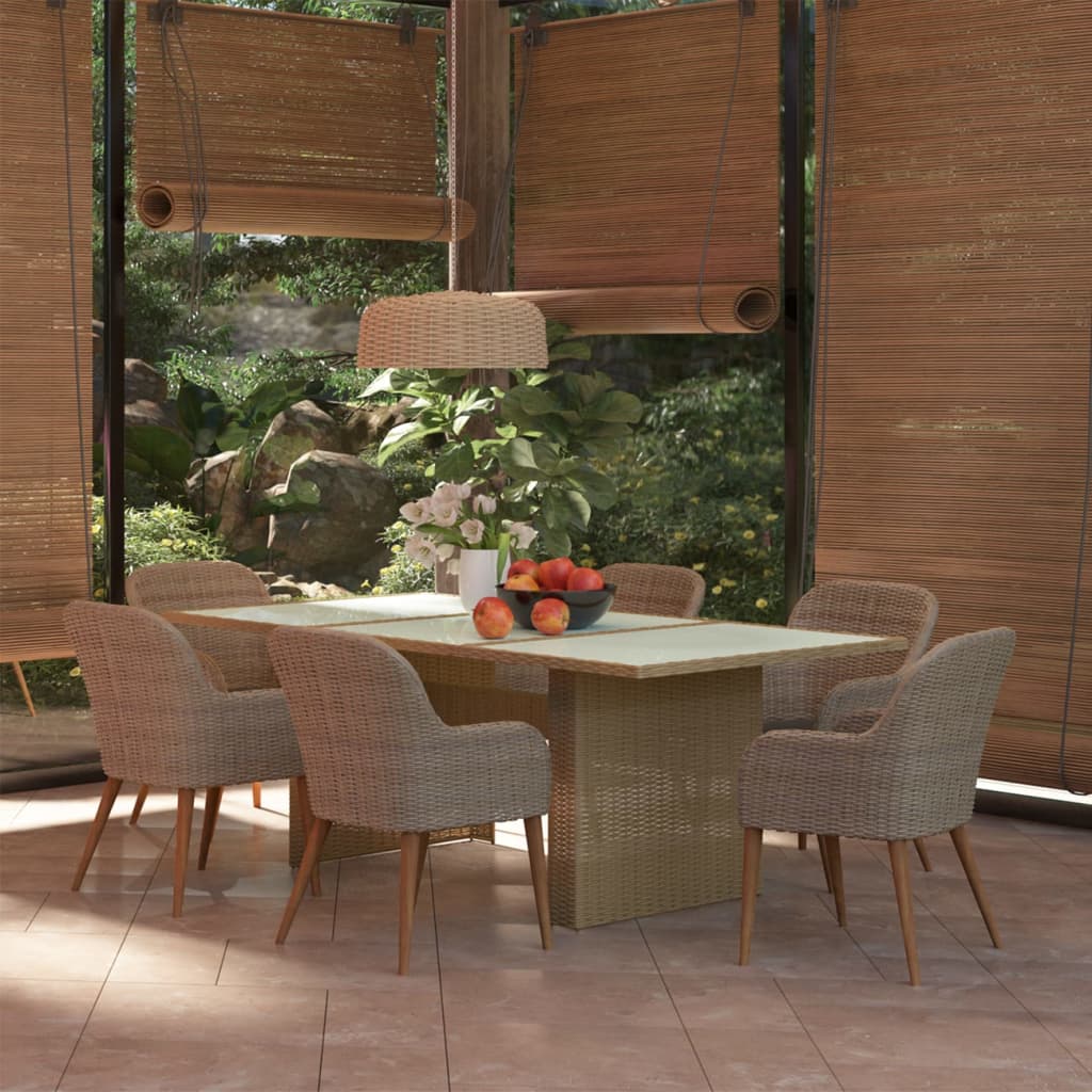Set da Pranzo da Giardino 7 pz in Polyrattan Marrone