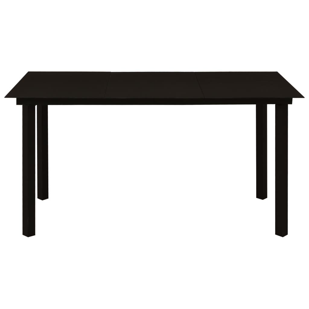 Set da Pranzo da Giardino 7 pz Nero in Vetro e Acciaio