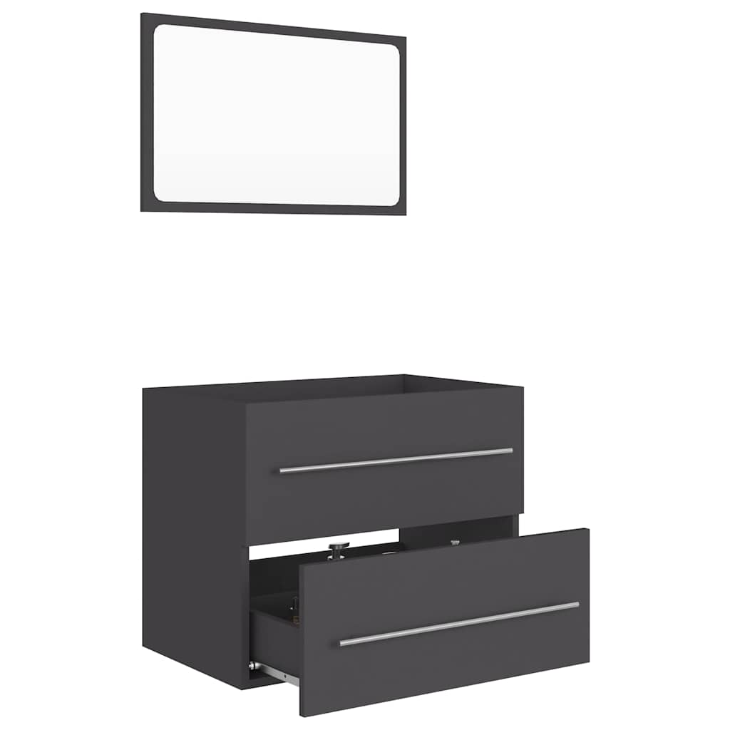 Set Mobili da Bagno 2 pz Grigio in Truciolato