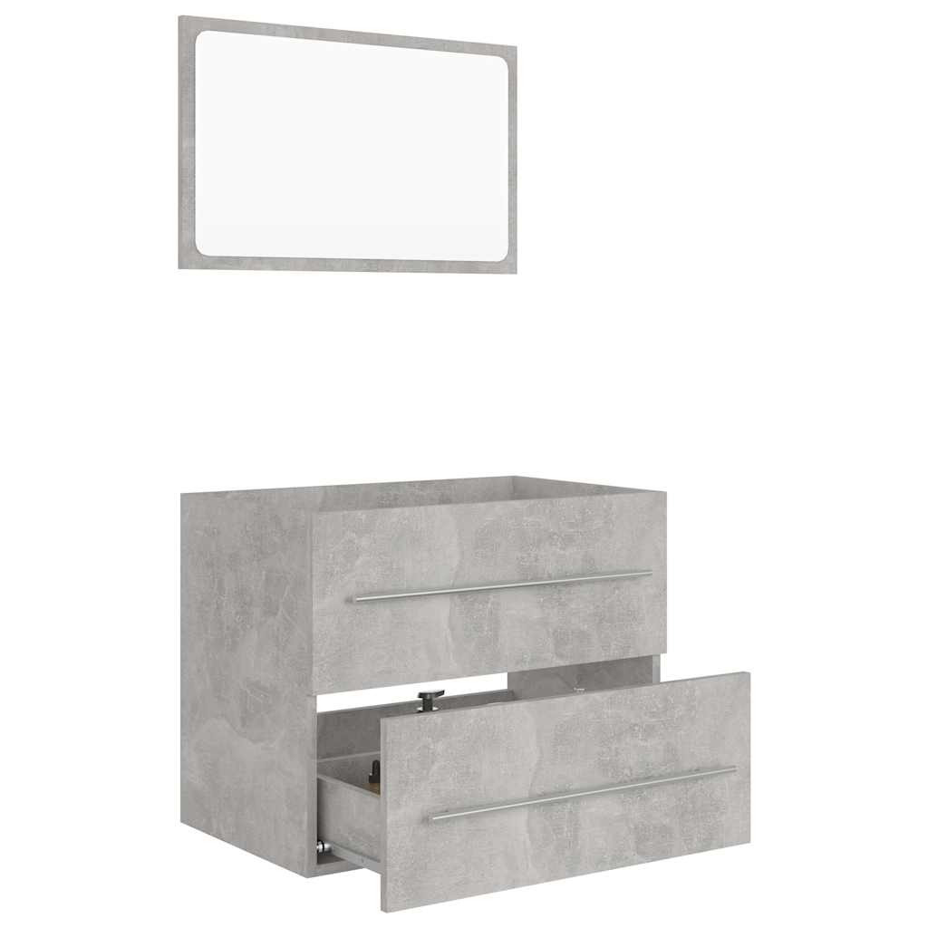 Set Mobili da Bagno 2 pz Grigio Cemento in Truciolato
