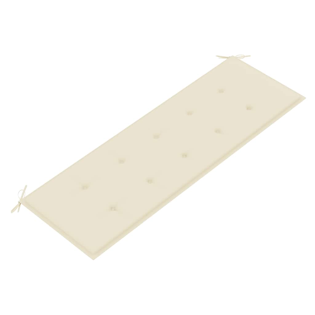 Panca da Giardino con Cuscino Bianco Crema 150 cm Legno di Teak