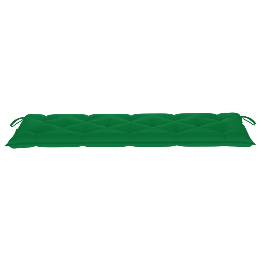 Panca da Giardino con Cuscino Verde 150 cm in Legno di Teak