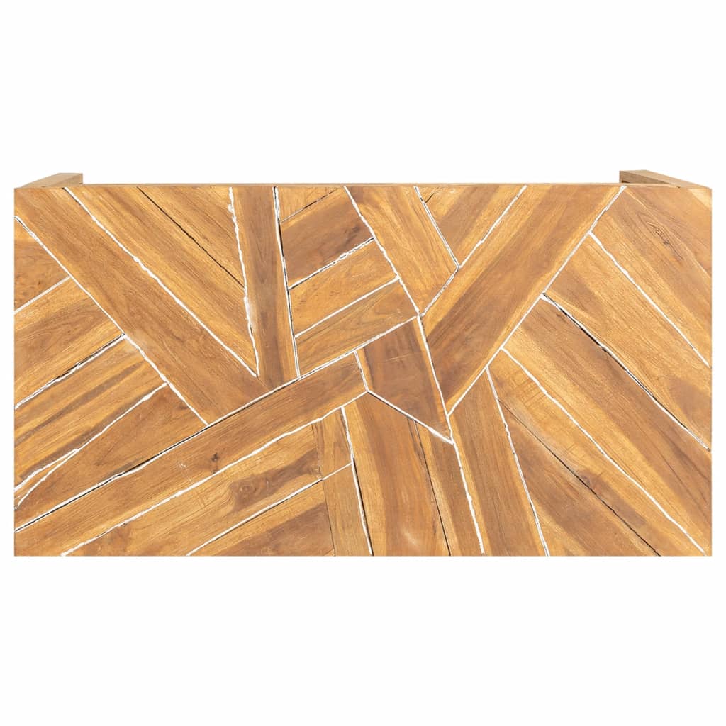 Tavolino da Salotto Massello di Teak Stile Erosione 110x35x38cm