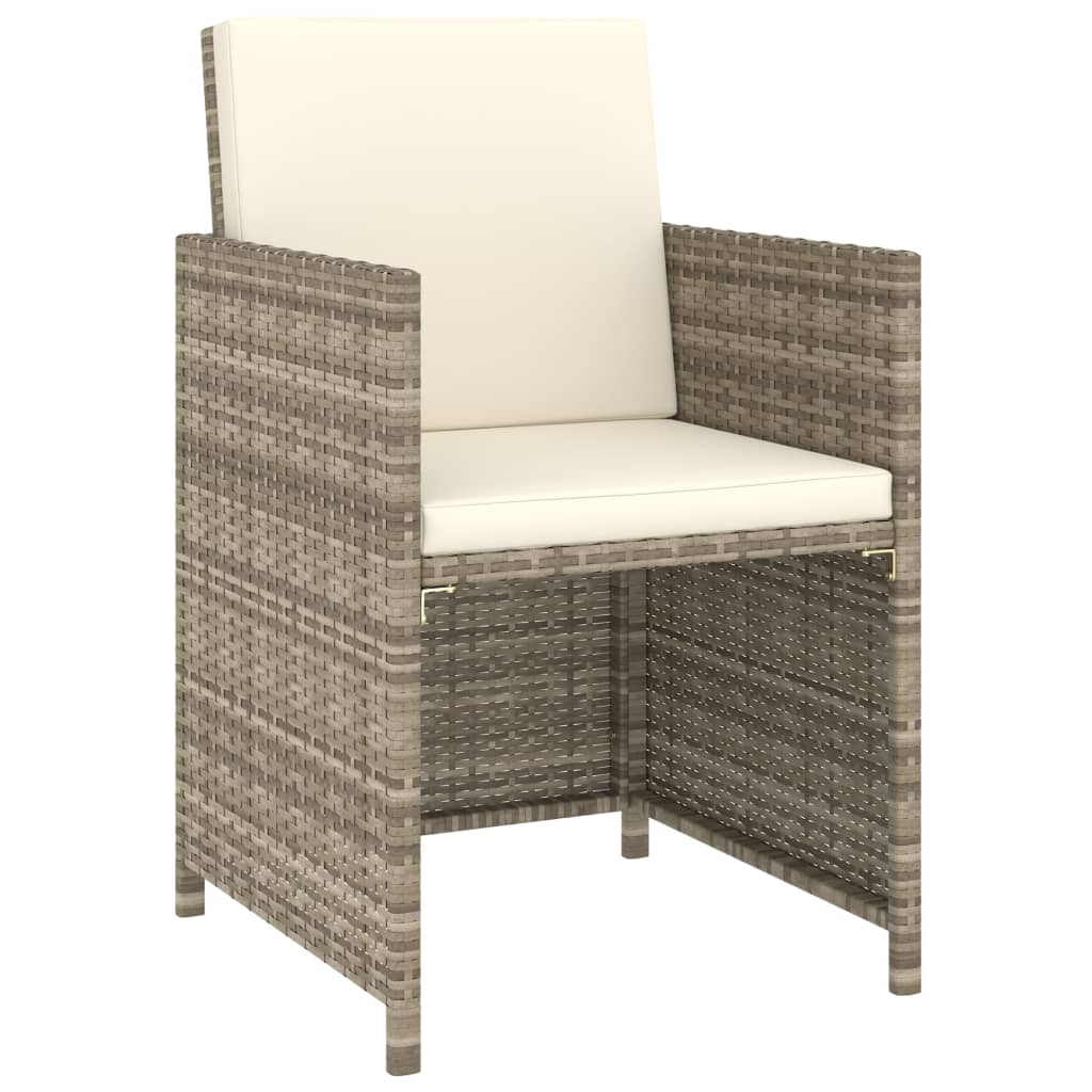 Set da Pranzo da Giardino 6 pz con Cuscini in Polyrattan Beige