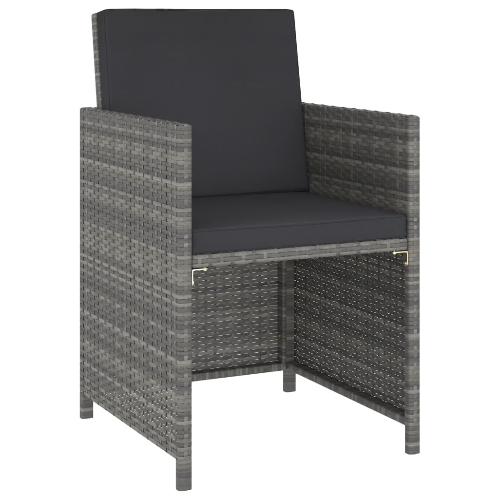 Set Pranzo da Giardino 6 pz Polyrattan e Legno d'Acacia Grigio