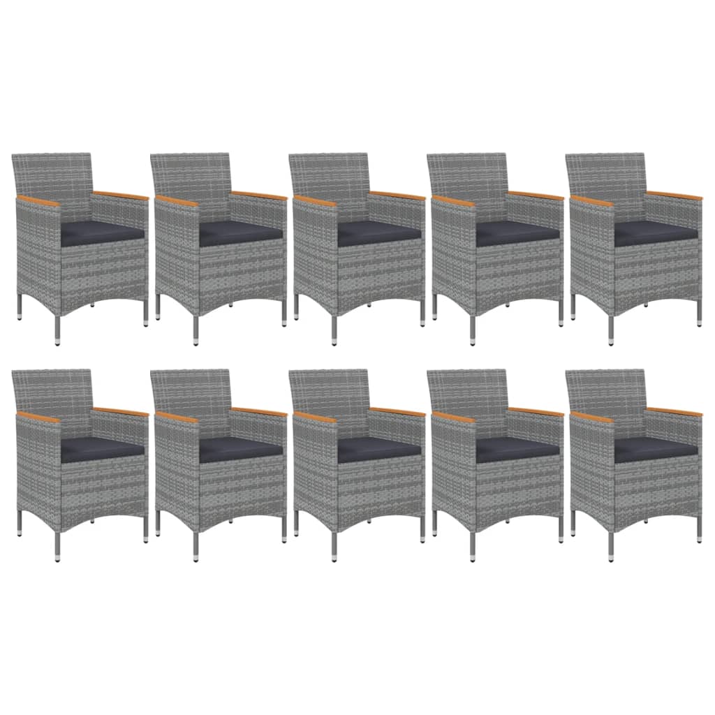 Set da Pranzo per Giardino 11 pz in Polyrattan Grigio