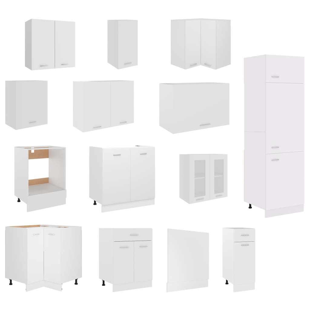 Set Armadi da Cucina 14 pz Bianco in Truciolato