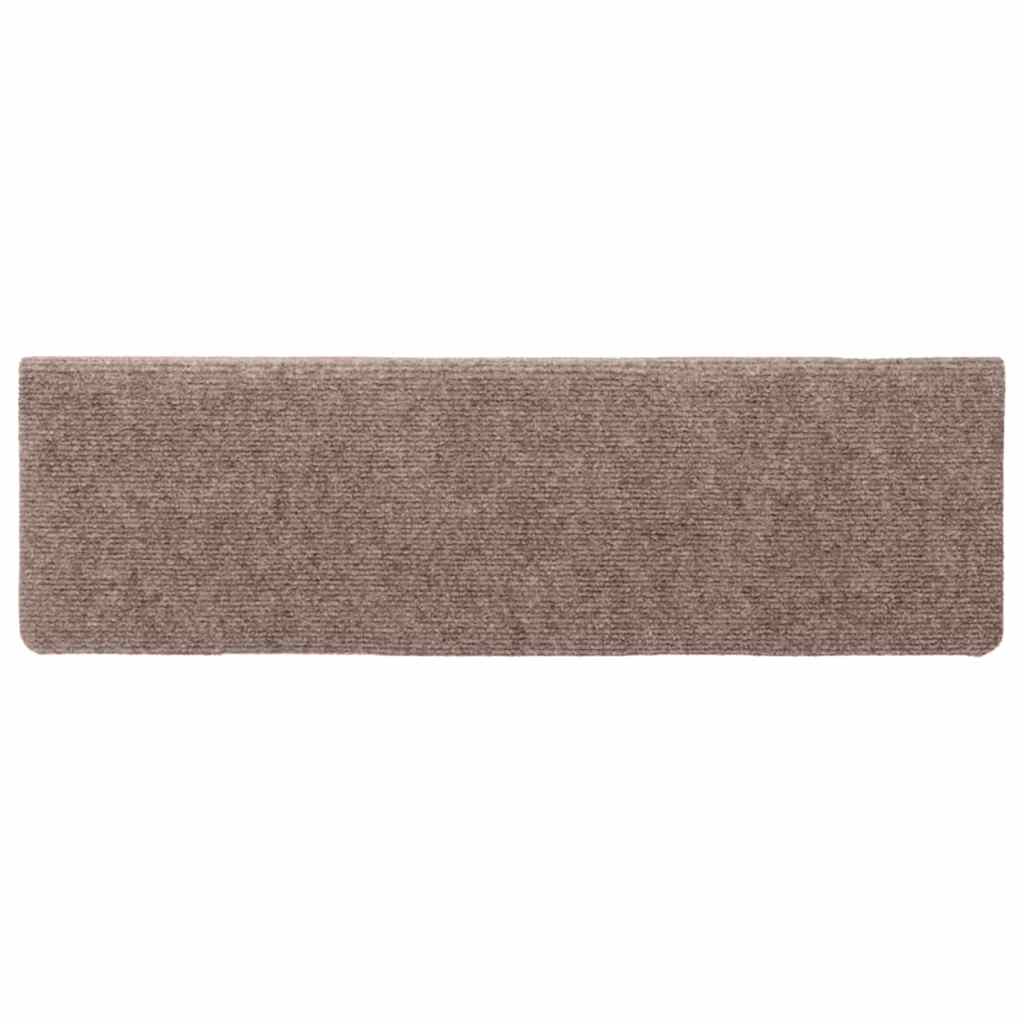 Tappetini per scale autoadesivi 10 pz 65x21x4 cm Marrone Chiaro Bordo rettangolare