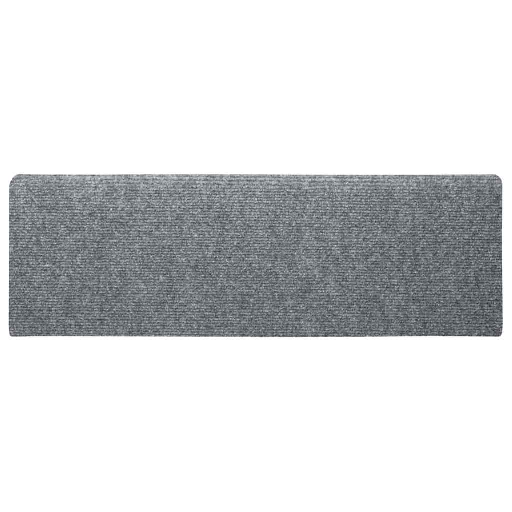 Tappetini per scale autoadesivi 10 pz 65x21x4 cm Grigio chiaro bordo rettangolare