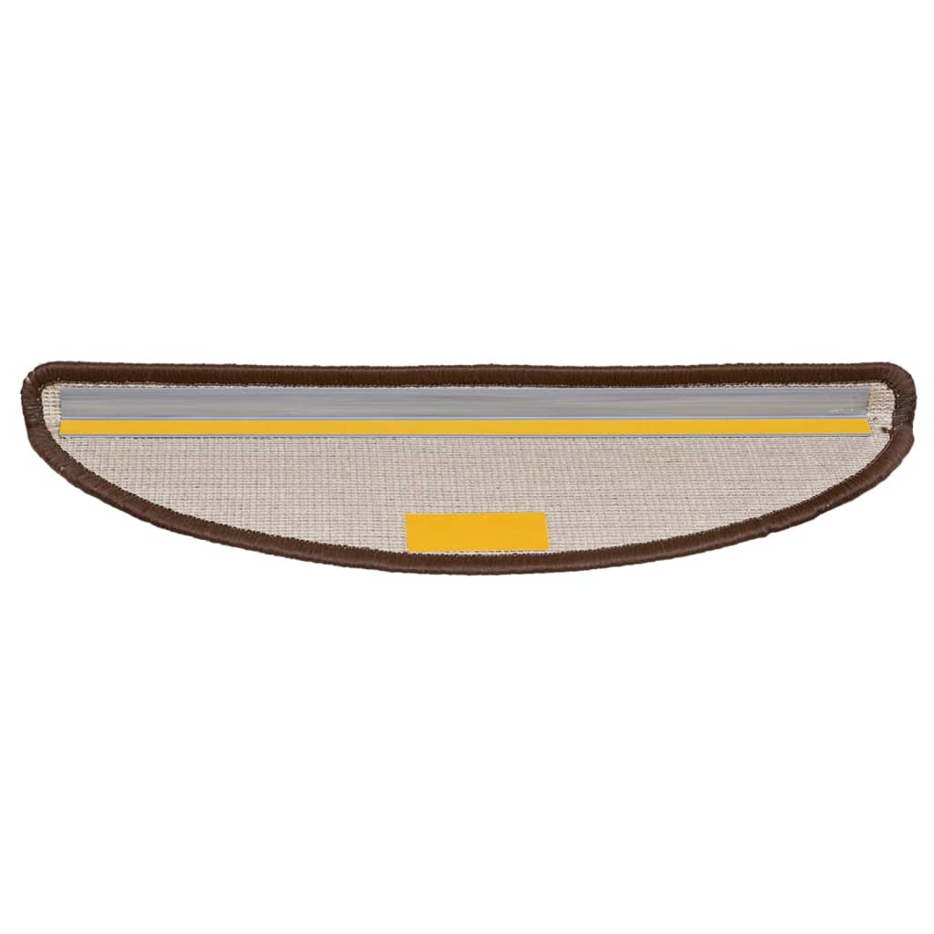 Tappetini per scale 10 pz 56x17x3 cm Marrone Semicircolari