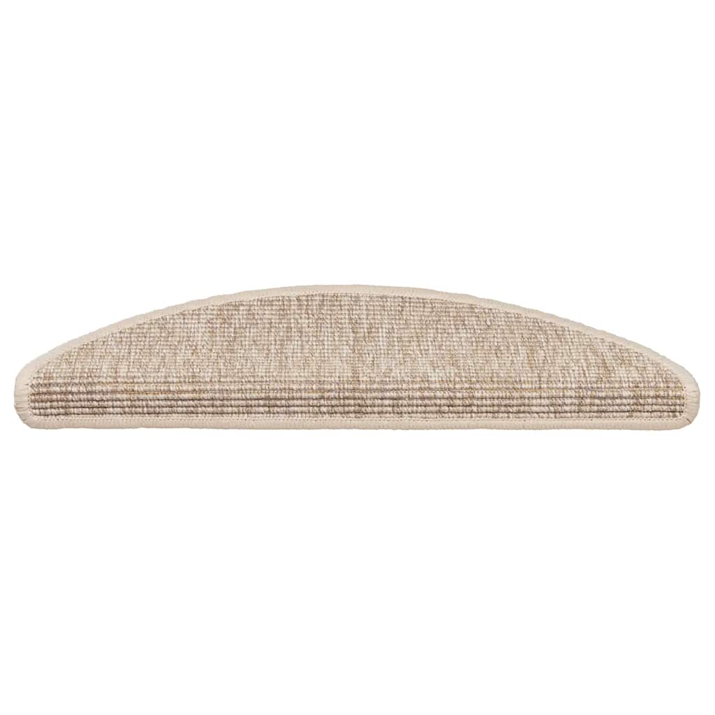 Tappetini per scale 15 pz 56x17x3 cm Beige chiaro Semicircolari