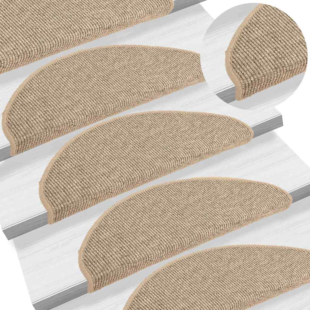 Tappetini per scale 15 pz 65x21x4 cm Beige scuro Semicircolari Grandi