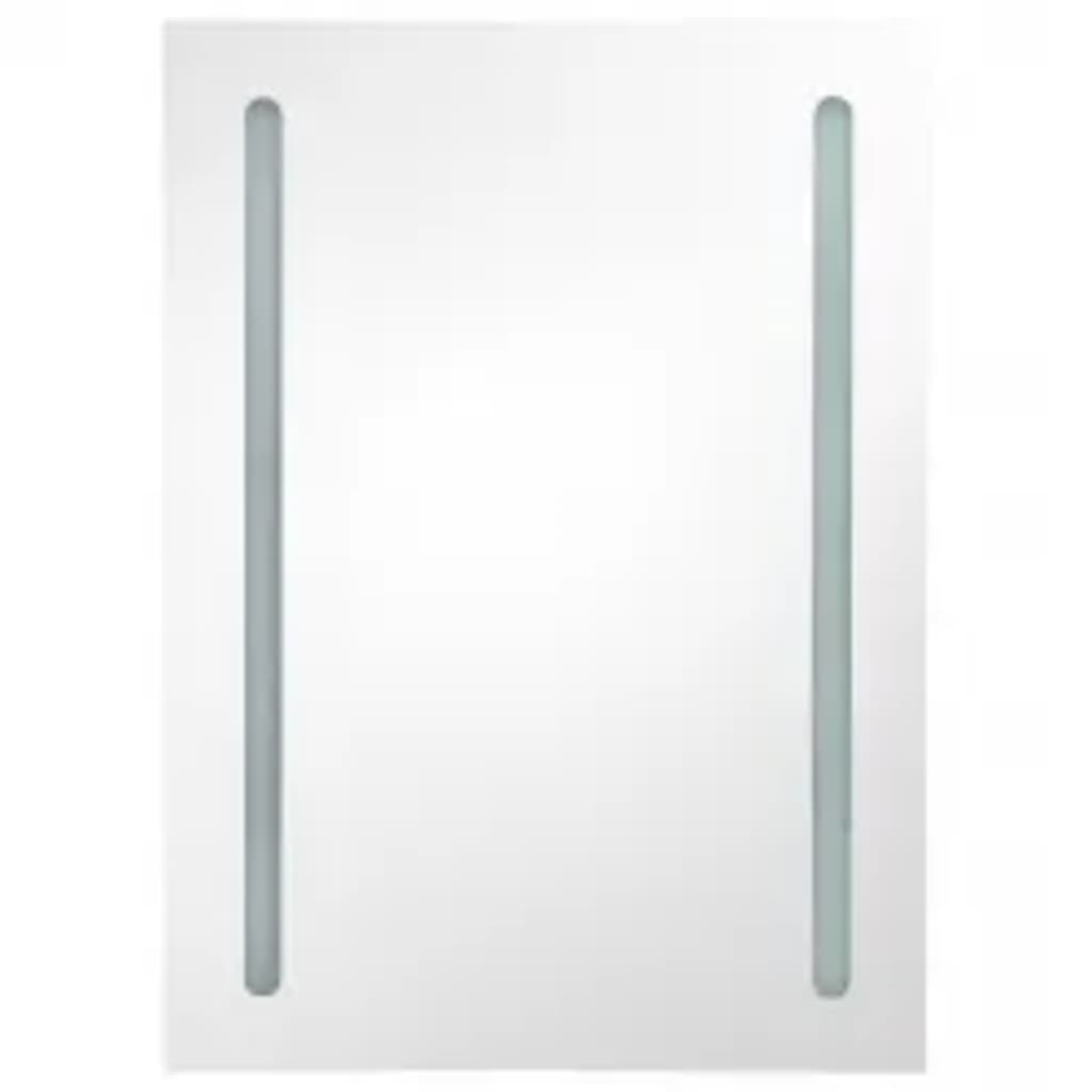 Armadietto Bagno con Specchio e LED Grigio Cemento 50x13x70 cm