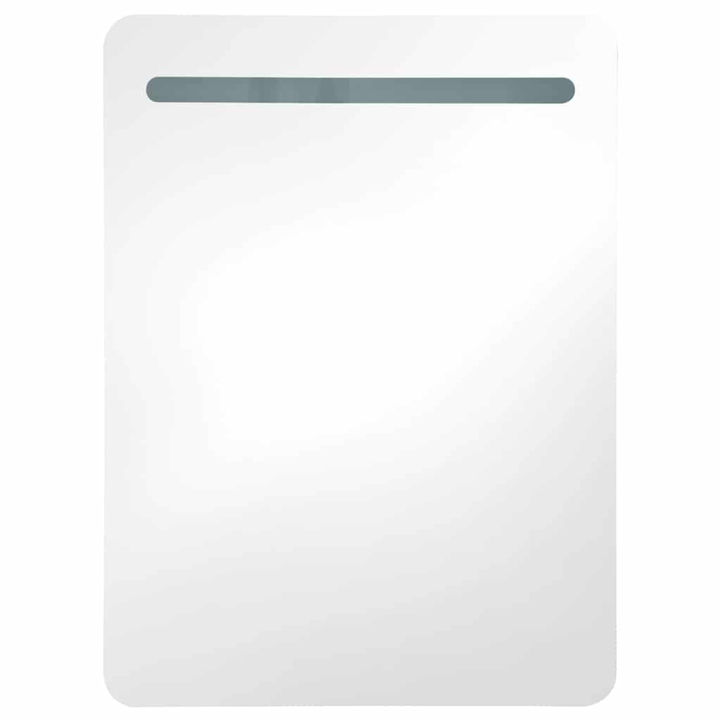 Armadietto Bagno con Specchio e LED Grigio Lucido 60x11x80 cm