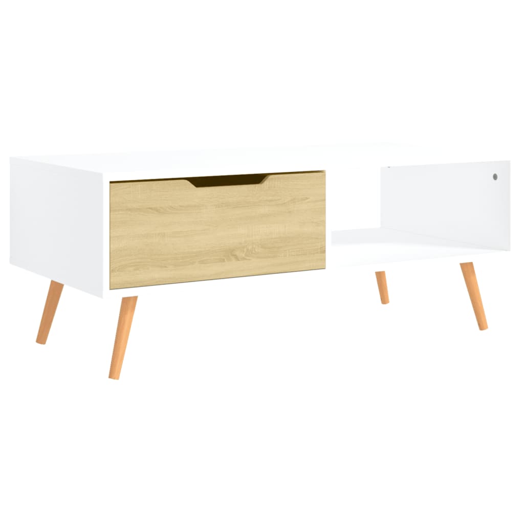 Tavolino Salotto Bianco Rovere Sonoma 100x49,5x43cm Multistrato