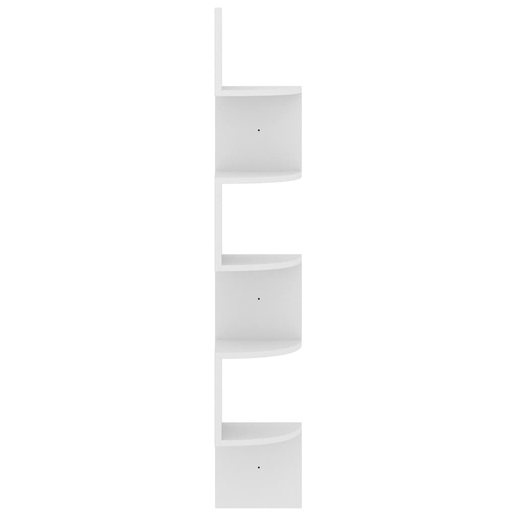 Scaffale Angolare a Muro Bianco 19x19x123 cm Legno Multistrato