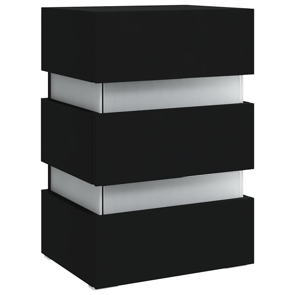Comodino con Luci LED Nero 45x35x67 cm in Legno Multistrato