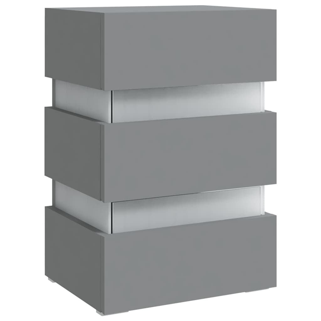 Comodino con Luci LED Grigio 45x35x67 cm in Legno Multistrato
