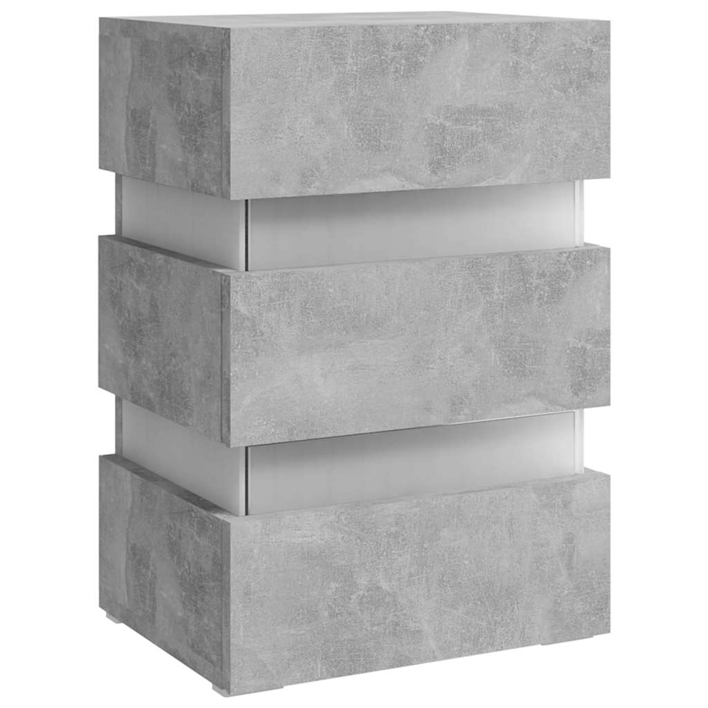 Comodino con LED Grigio Cemento 45x35x67cm in Legno Multistrato