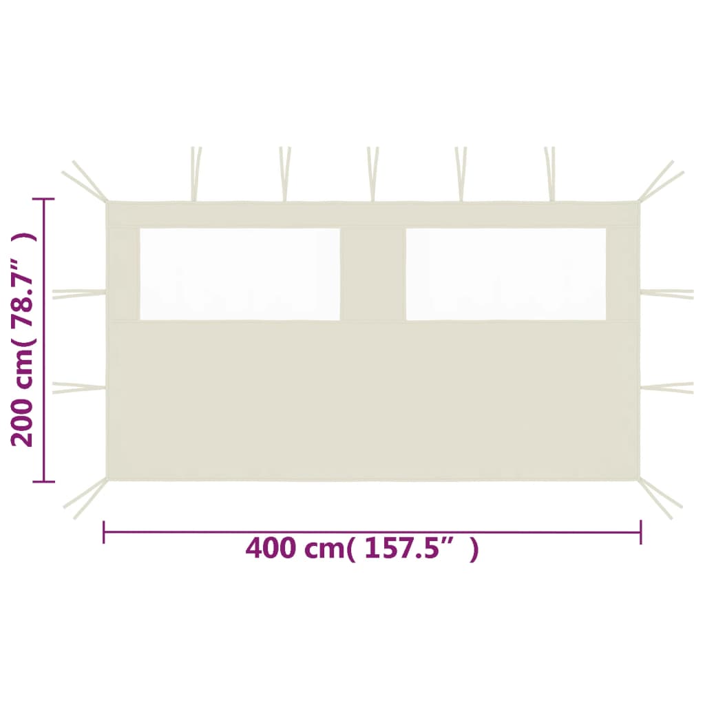 Parete con Finestre per Gazebo 4x2 m Crema