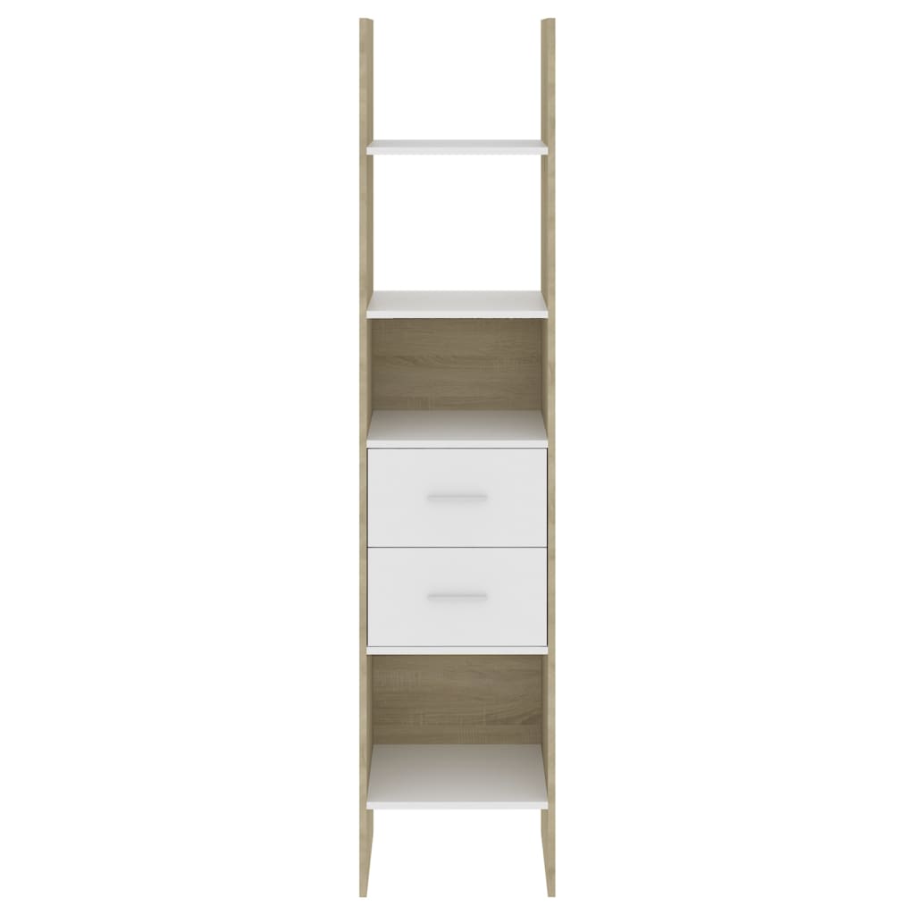 Libreria Bianca e Rovere Sonoma 40x35x180 cm Legno Multistrato