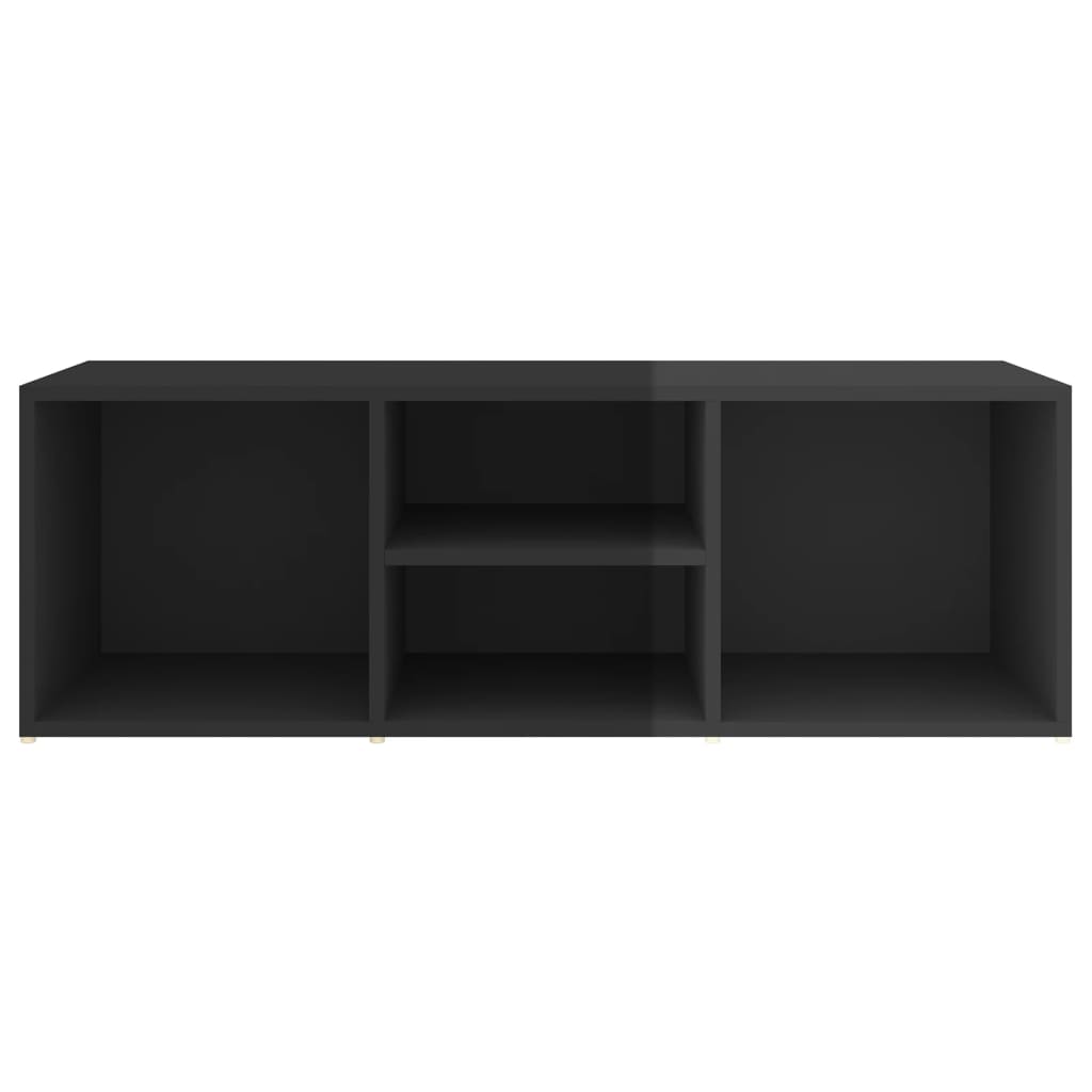 Panca Porta Scarpe Nero Lucido 105x35x35 cm Legno Multistrato