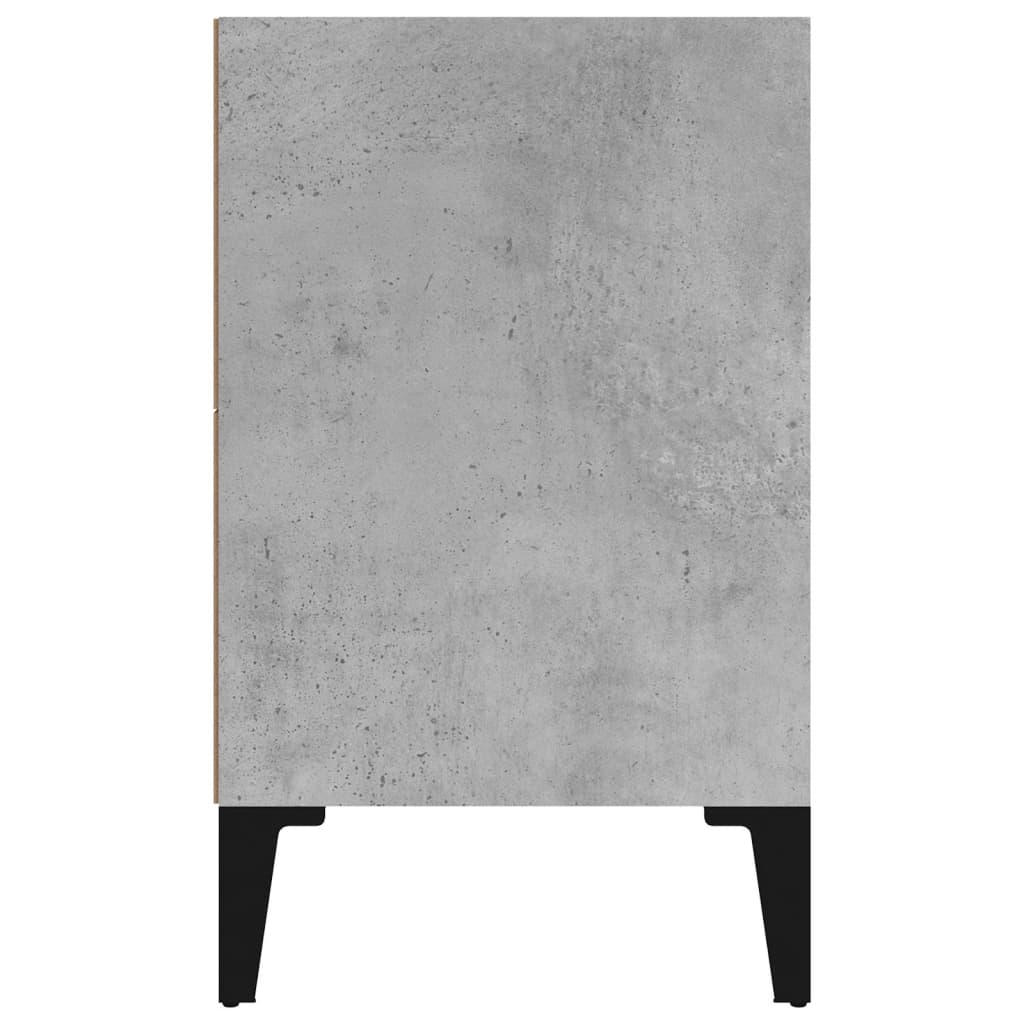 Comodino con Gambe in Metallo Grigio Cemento 40x30x50 cm