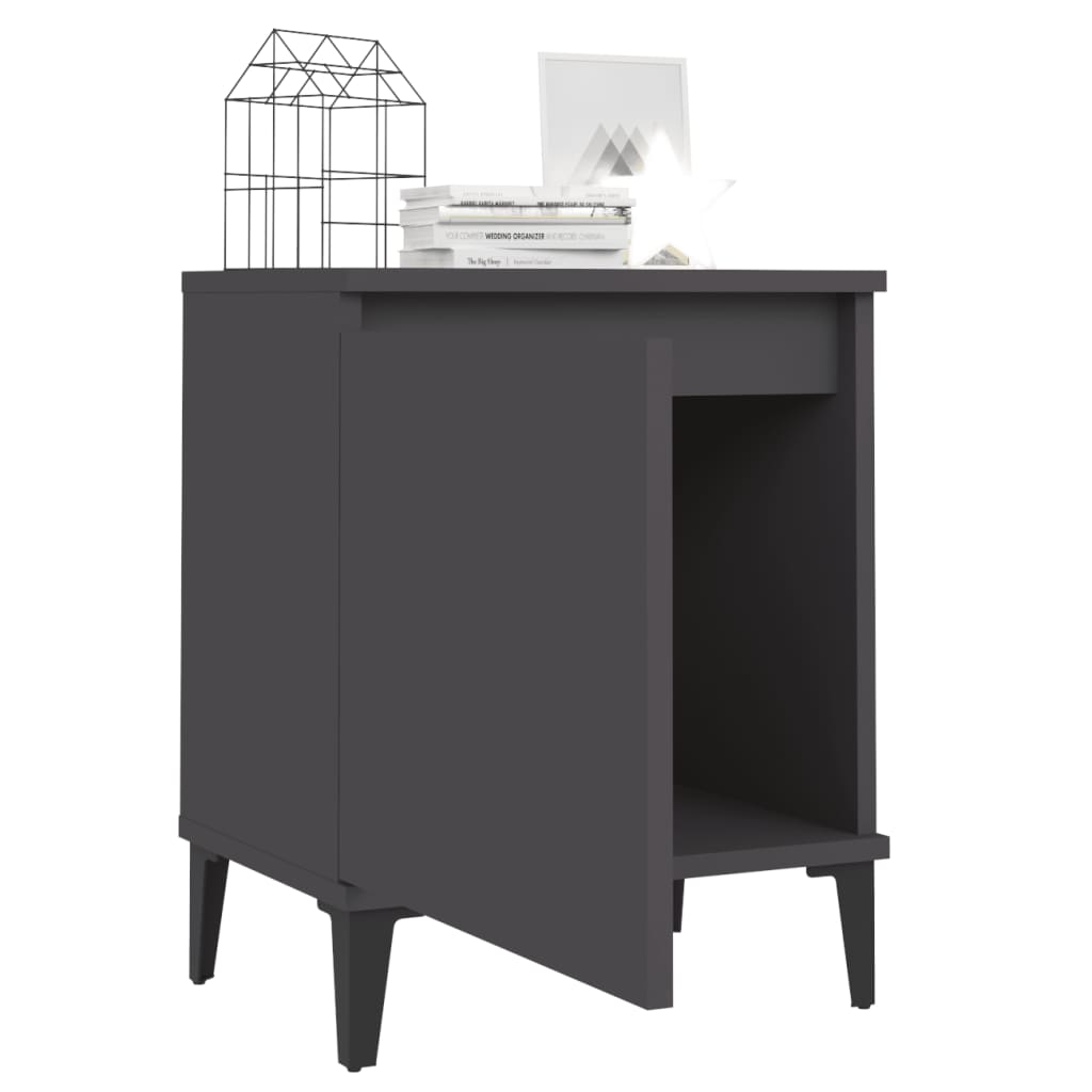Comodini con Gambe in Metallo Grigio 40x30x50 cm