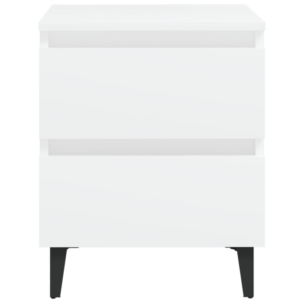 Comodini 2 pz Bianco Lucido 40x35x50 cm in Legno Multistrato