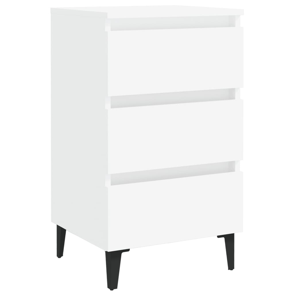 Comodini con Gambe in Metallo Bianco 40x35x69 cm