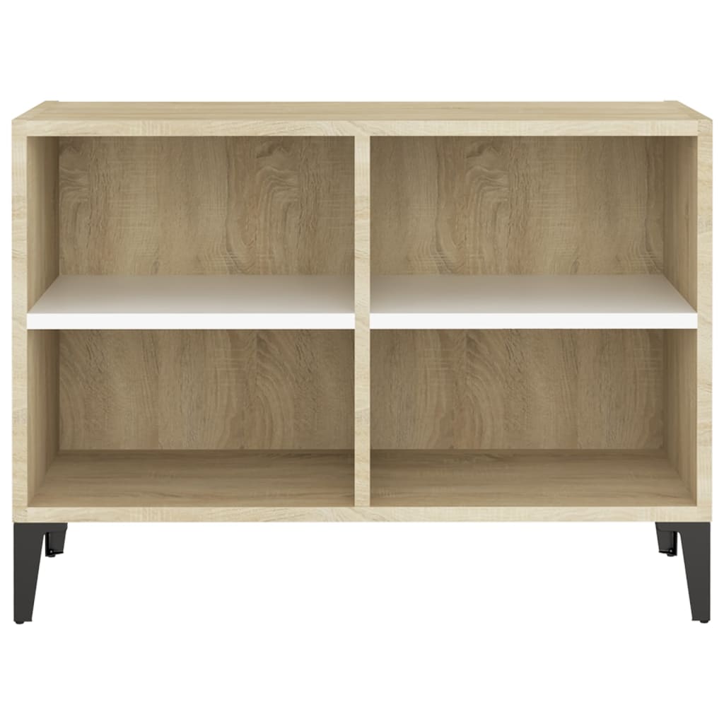 Mobile TV con Gambe Metallo Bianco e Rovere Sonoma 69,5x30x50cm