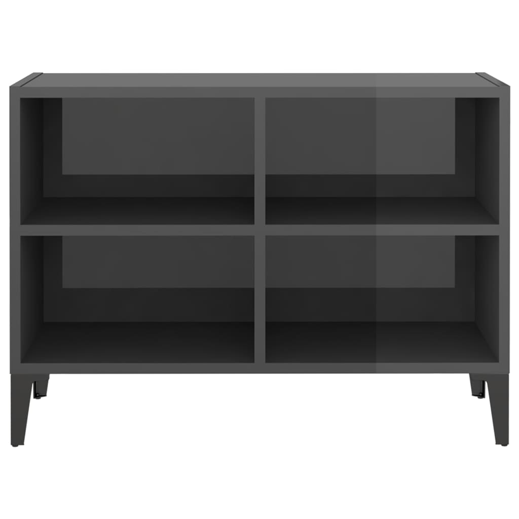 Mobile TV con Gambe in Metallo Grigio Lucido 69,5x30x50 cm