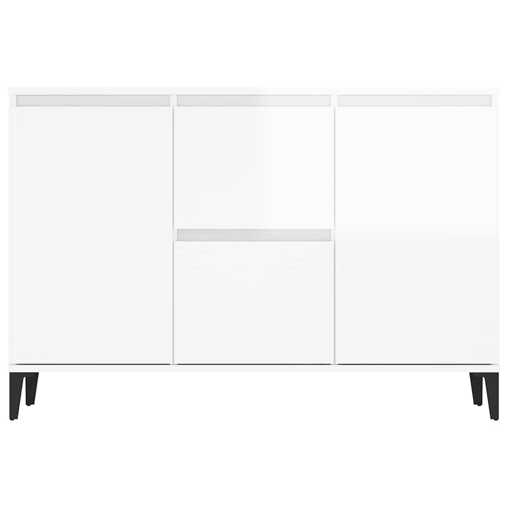 Credenza Bianco Lucido 102x35x70 cm in Legno Multistrato