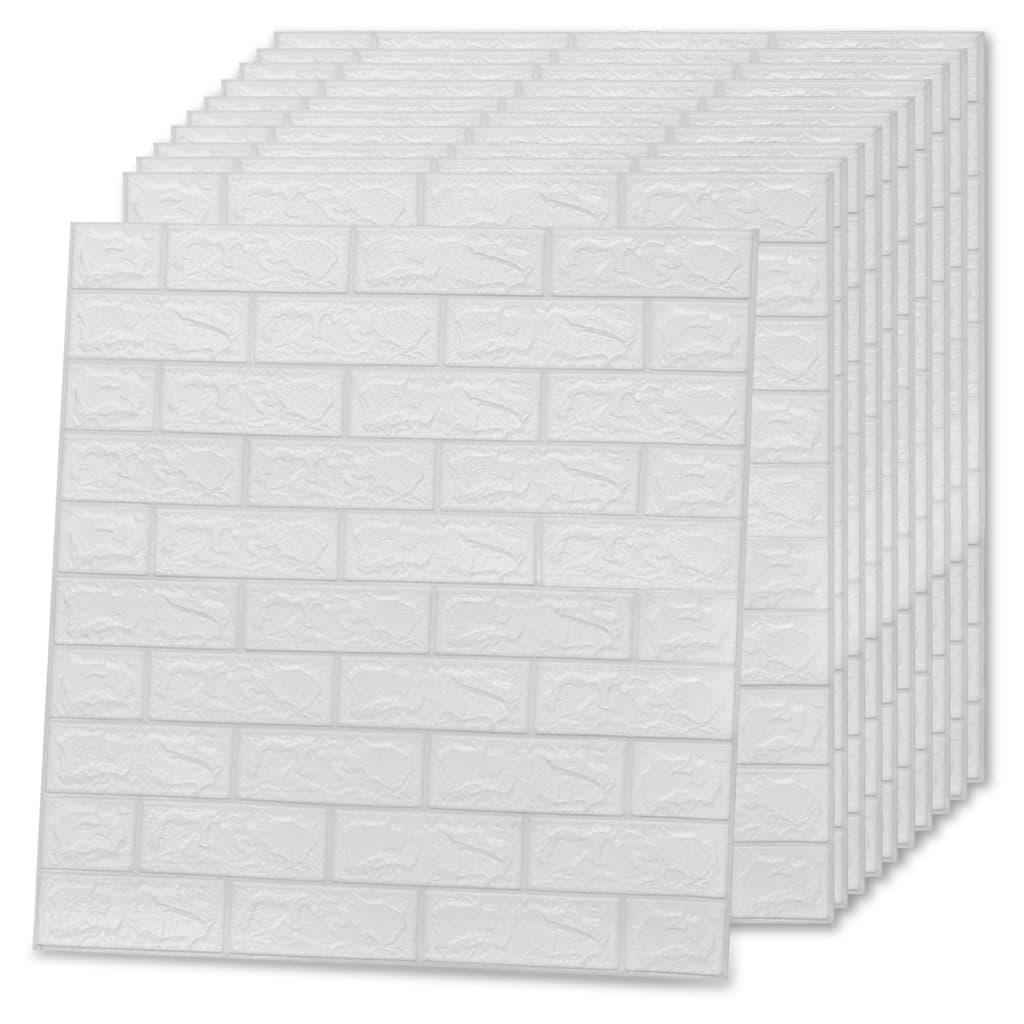 Carta da parati 3D Motivo a Mattoni Autoadesiva 20 pz Bianca