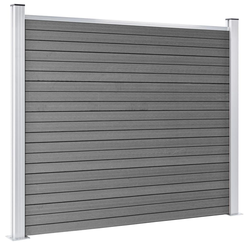 Set Pannello di Recinzione in WPC 353x146 cm Grigio