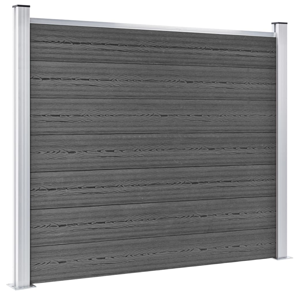 Set Pannelli di Recinzione in WPC 699x146 cm Nero