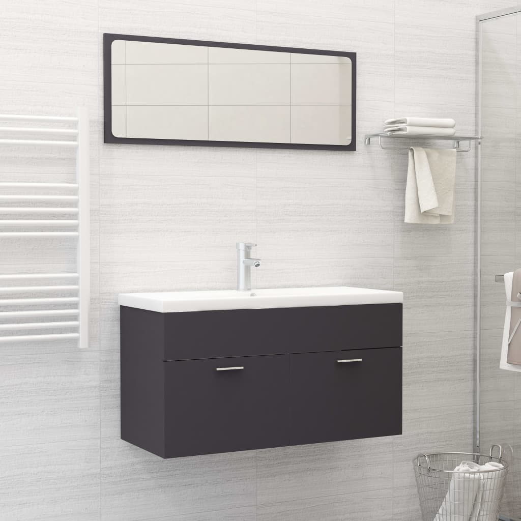 Set Mobili da Bagno Grigio in Truciolato