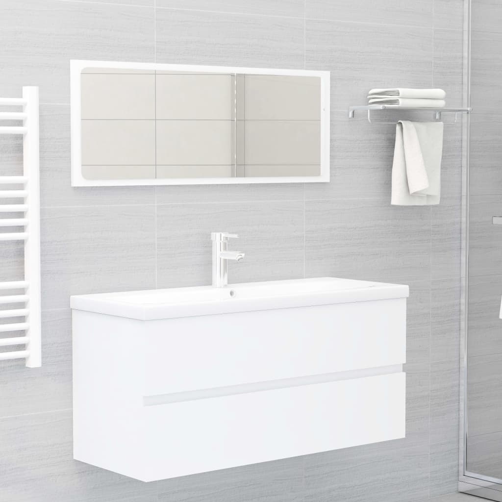 Set Mobili da Bagno Bianco in Legno Multistrato