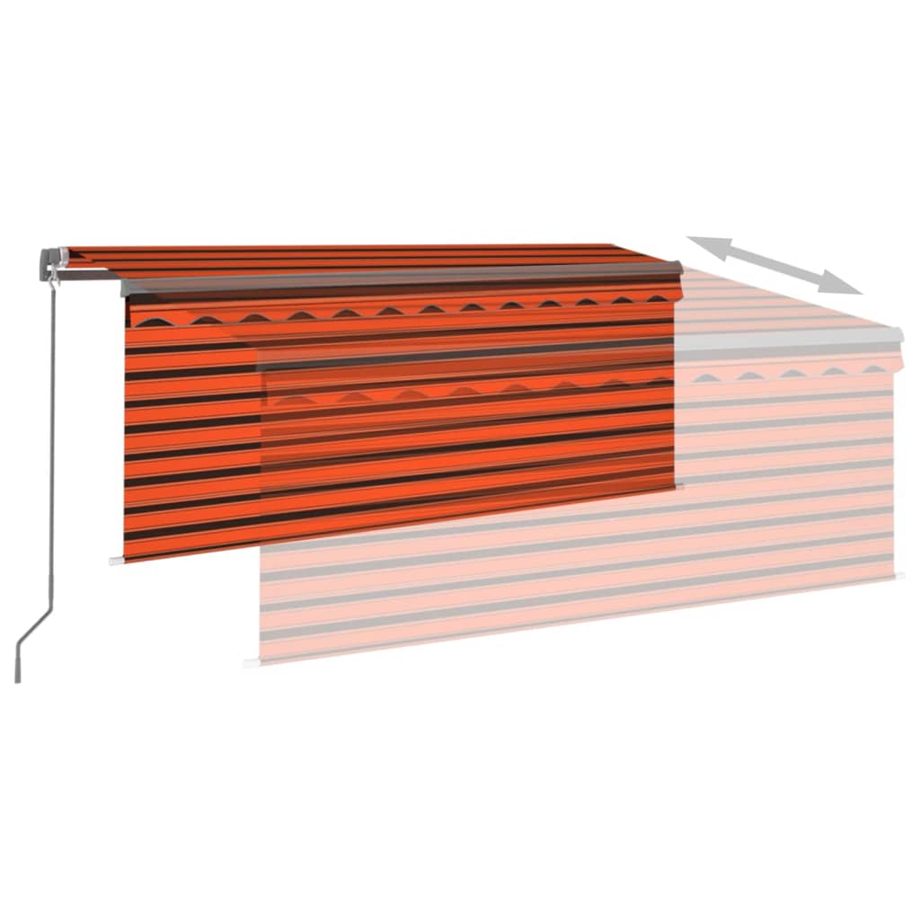 Tenda Retrattile Manuale con Parasole 3x2,5m Arancione Marrone