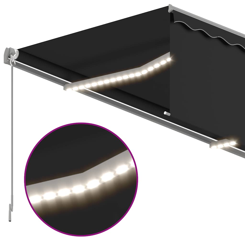 Tenda da Sole Retrattile Manuale con LED 3,5x2,5 m Antracite