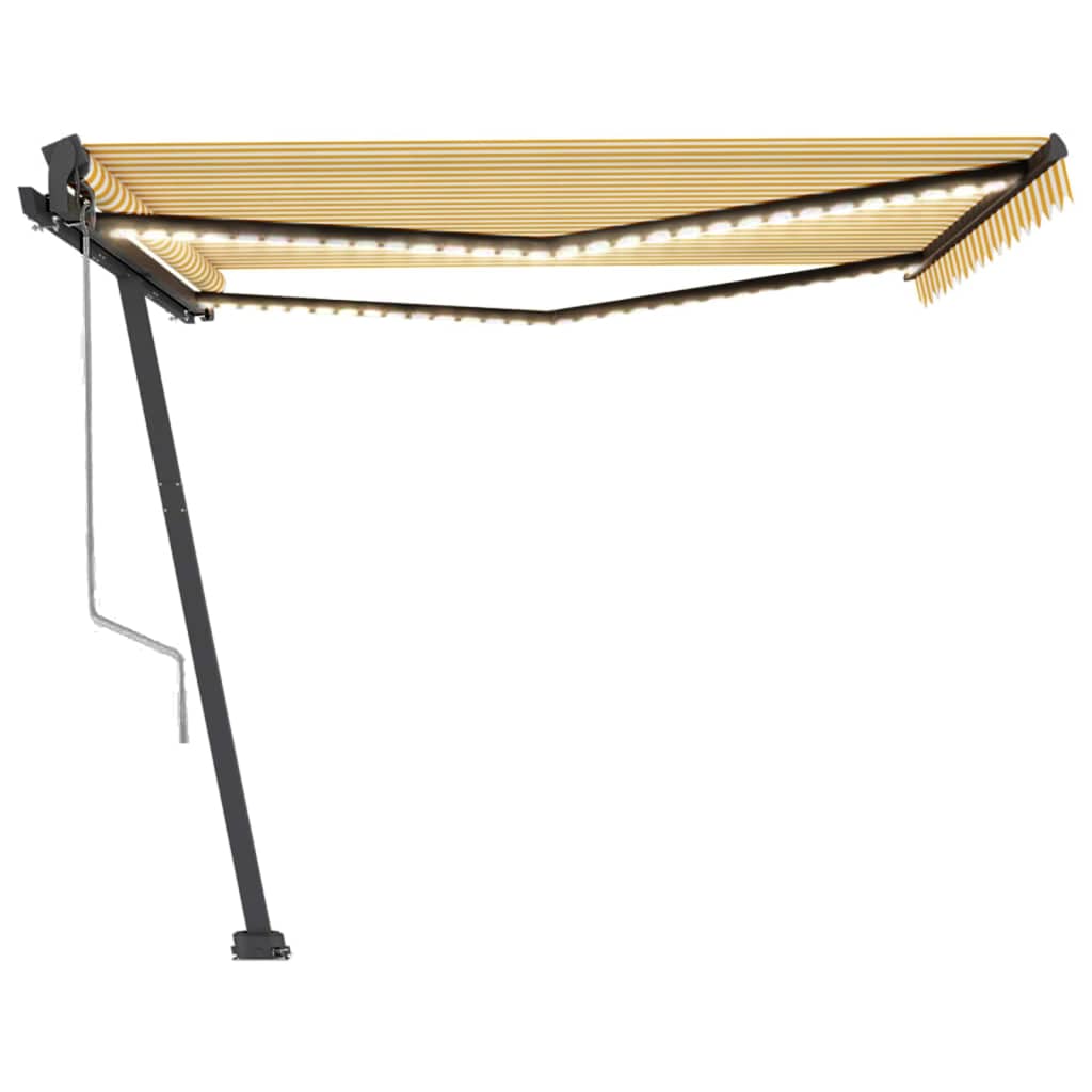 Tenda Automatica Sensore Vento e LED 450x350 cm Gialla Bianca